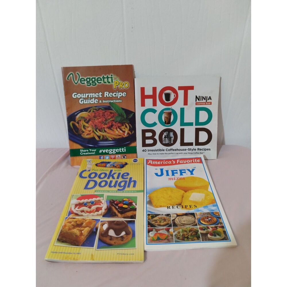 Lot of 4 Recipe Books from Ninja, Jiffy, Veggetti Pro, Pillsbury